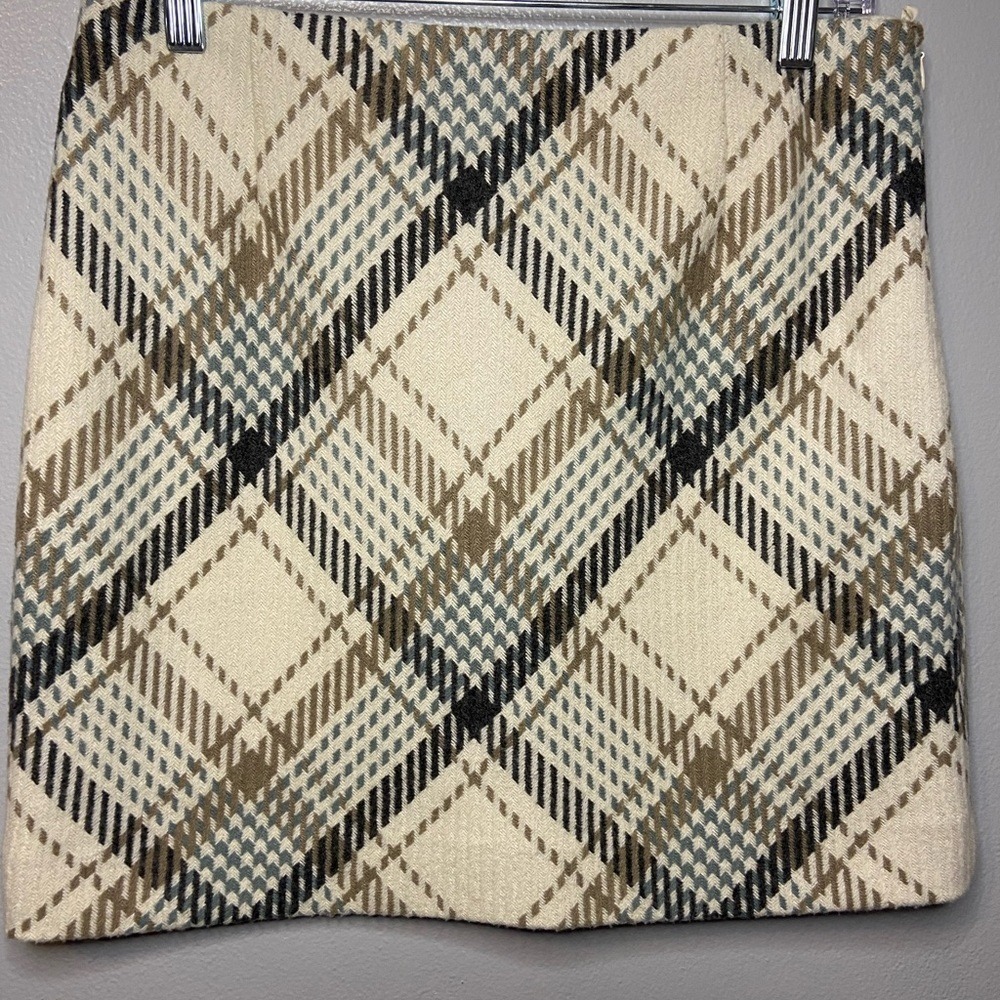 H&M Checkered Mini Skirt in Cream and Brown